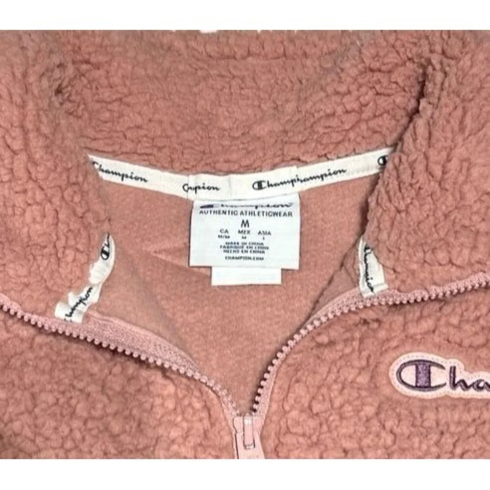 Champion Women's Medium Rose Pink Sherpa Fleece Quarter-Zip Pullover